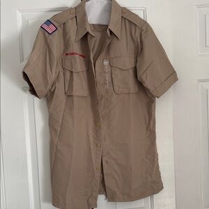 Men's Tan Casual Button Down Shirt